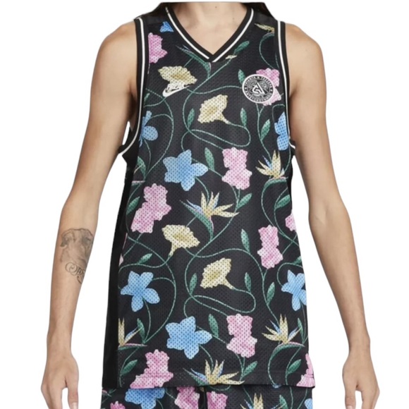 Nike Dri-Fit NBA Giannis Freak Jersey Tank Black Floral Basketball Medium Tall - Picture 15 of 16